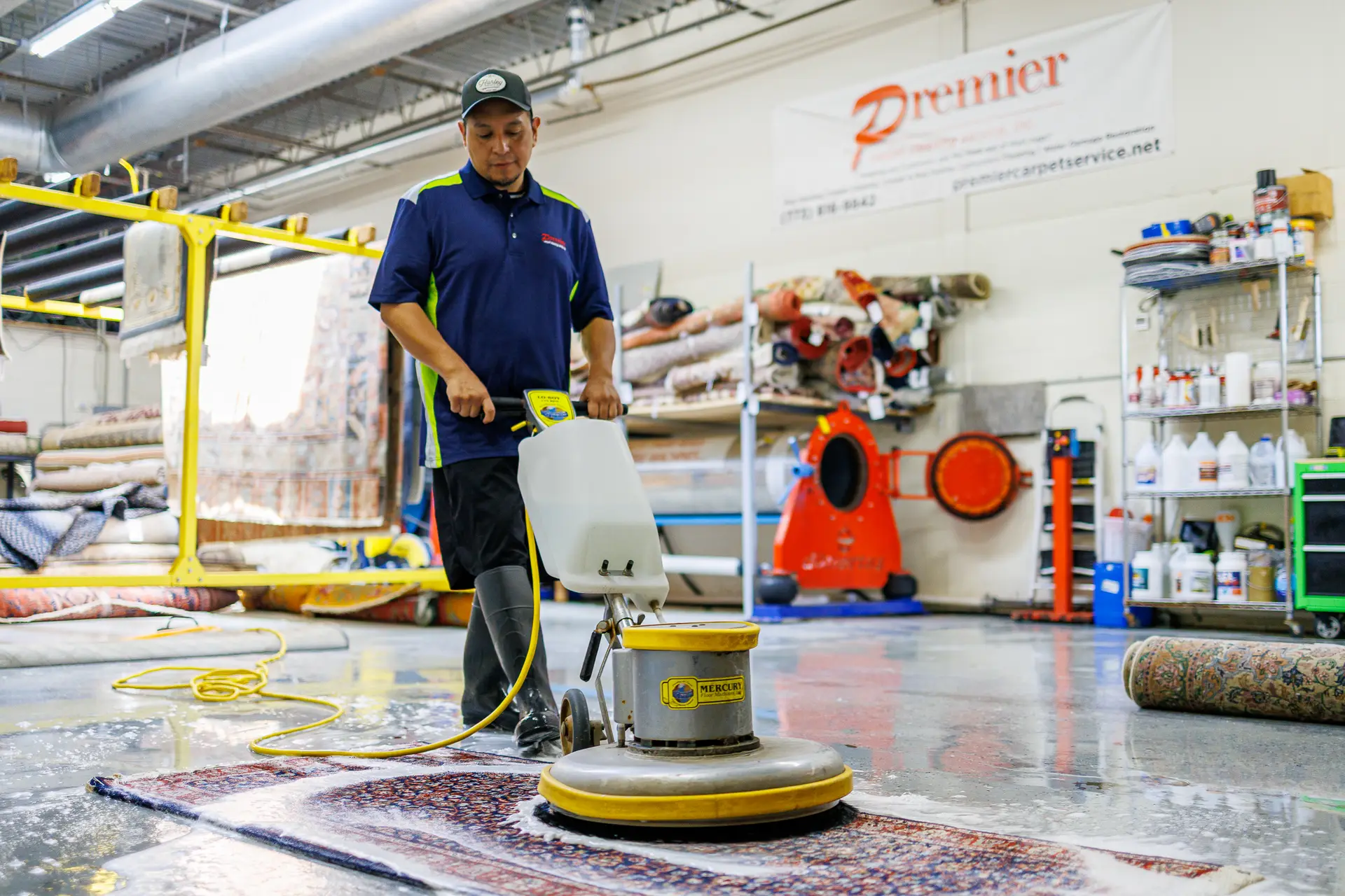 Professional carpet cleaning process
