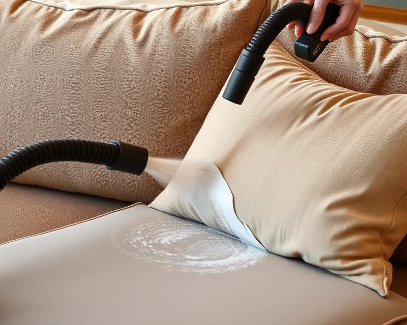 Professional cushion cleaning close-up